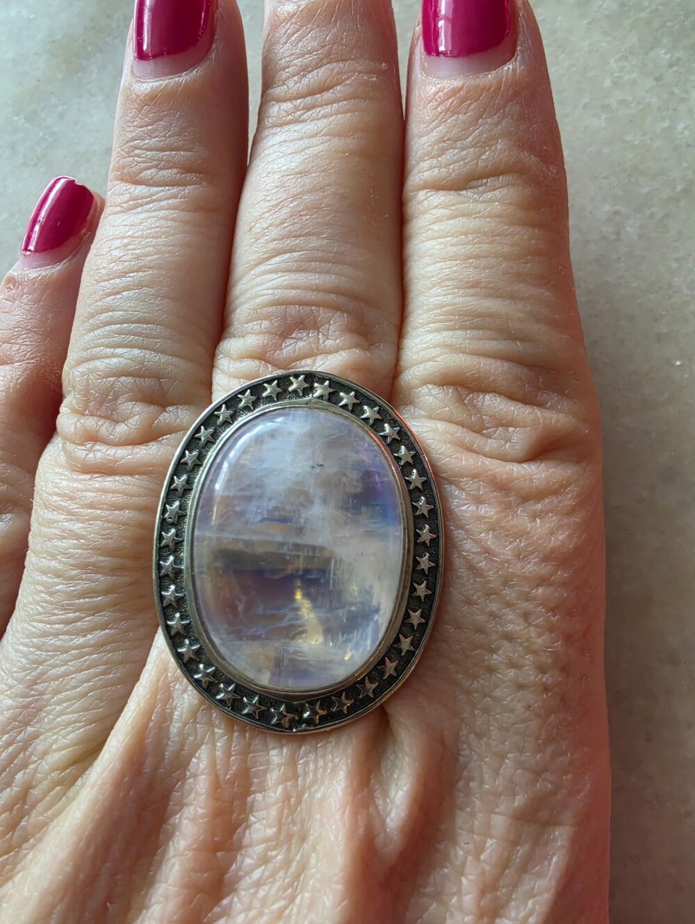 Starborn Creations Rainbow Moonstone Ring Size 7